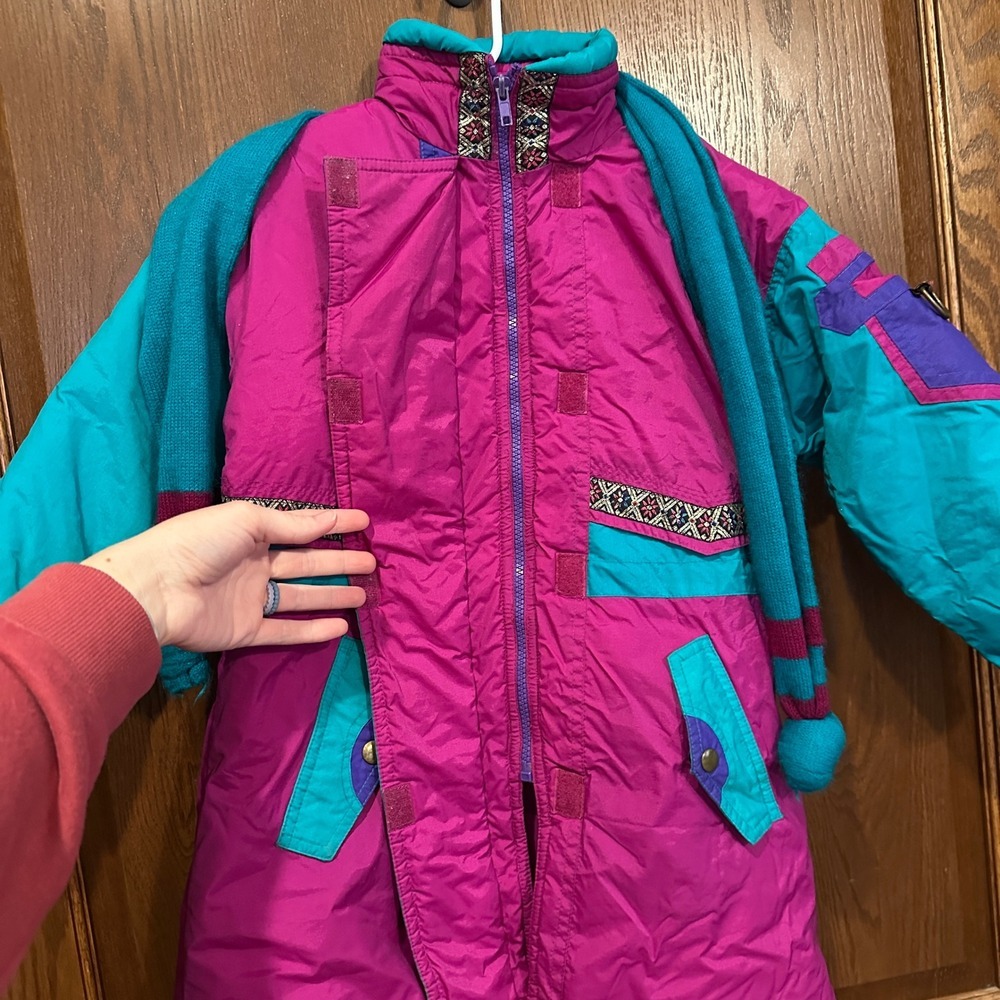 Kids Vintage Ski Jacket Snowboard Coat‎ Retro 80s 90s Colorful Size 6 - Picture 7 of 10